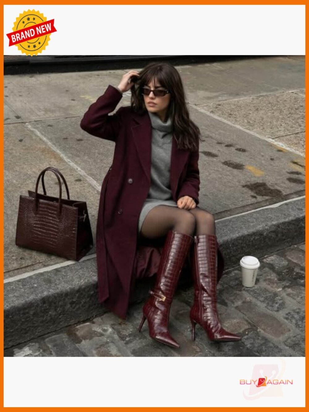 Knee High Boots Women 3.3 in Stiletto Heel Pointed Toe Tall Boots Side Zipper - Picture 4 of 7
